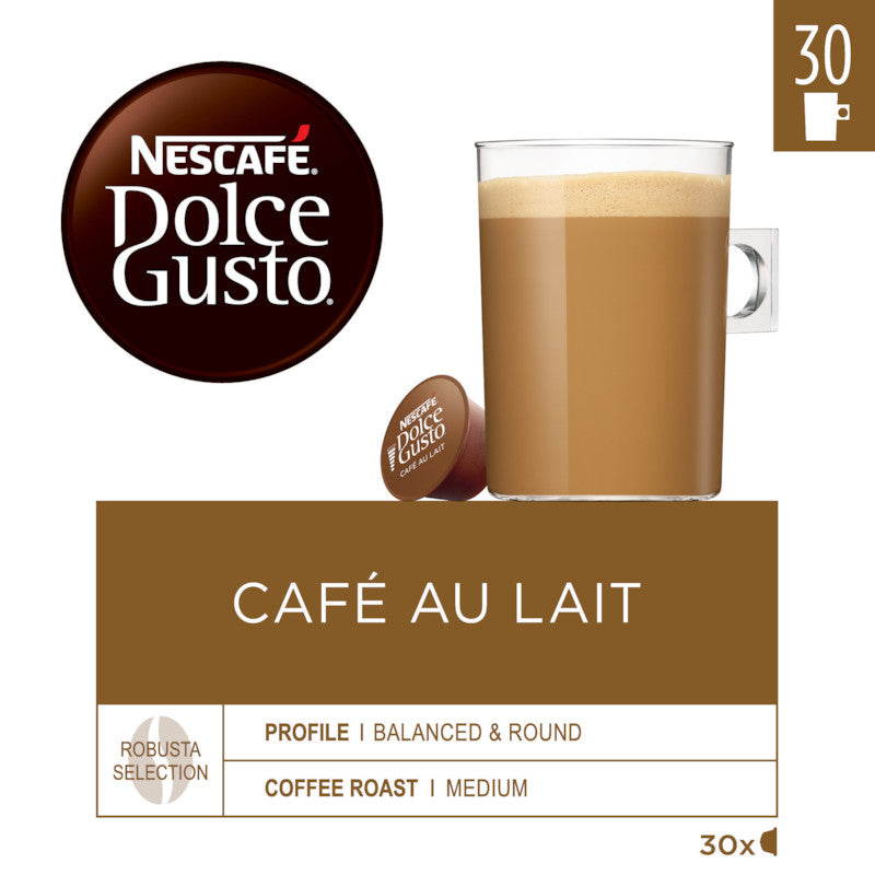 Nescafé Dolce Gusto Kaffeekapseln Café au Lait – für Dolce Gusto – 30 Kapseln