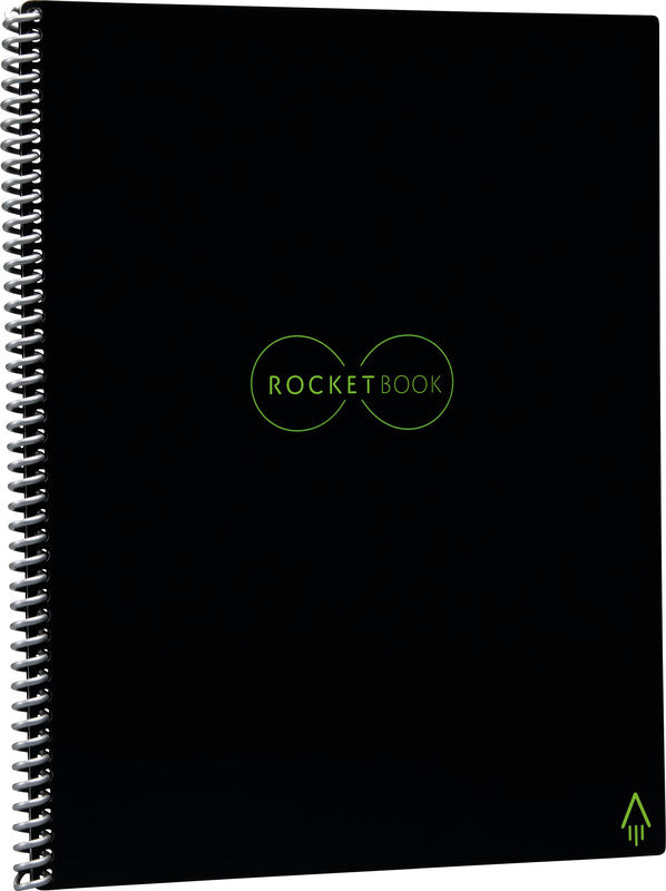 Rocketbook Notizbuch A4, punktkariert, Spiralbindung, Hardcover, 32 Seiten – schwarz, für Rocketbook App