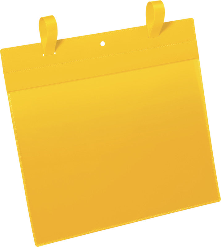 Durable Kennzeichnungstaschen – 210 × 297 mm, gelb, wiederablösbar, 50er-Pack
