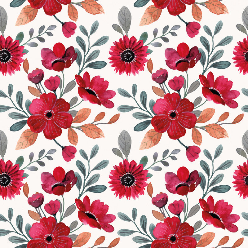 Fasana Servietten Rotes Blumenmuster – 24 × 24 cm – 3-lagig, Tissue – 20 Stk., FSC
