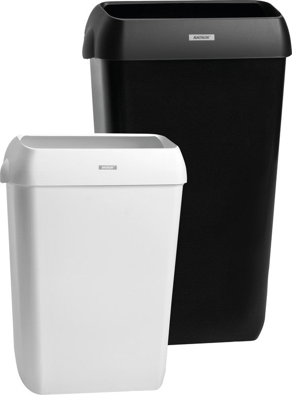 Katrin Abfallcontainer – 25 l, mit Deckel – Kunststoff, schwarz – B × H × T 330 × 550 × 230 mm