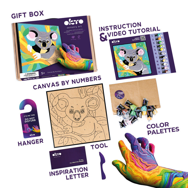 Okto Sensory Art – Modelliermasse-Set Koala – ab 5 Jahren – 14 Modelliermassen – 290 × 290 mm