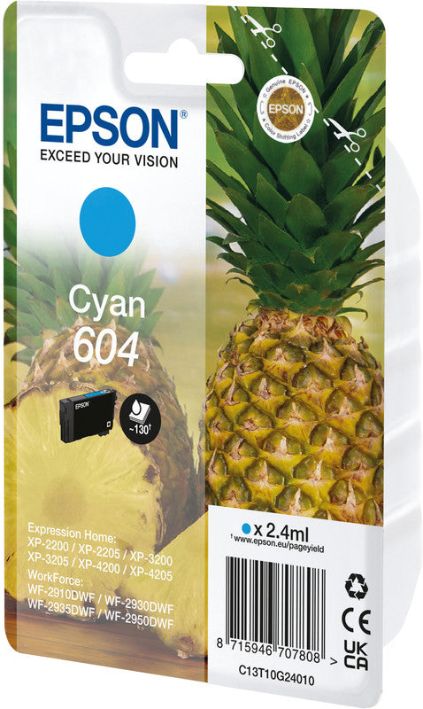 Epson Tintenpatrone 604, Cyan, 2,4 ml