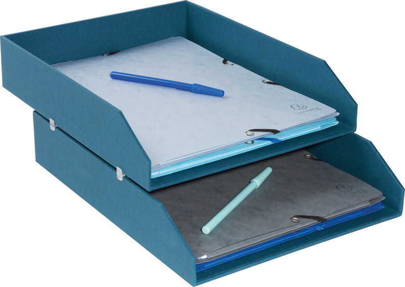 Exacompta Briefkorb – Karton, für A4+, stapelbar, glatt, blaugrün, B 260 × H 130 × T 337 mm