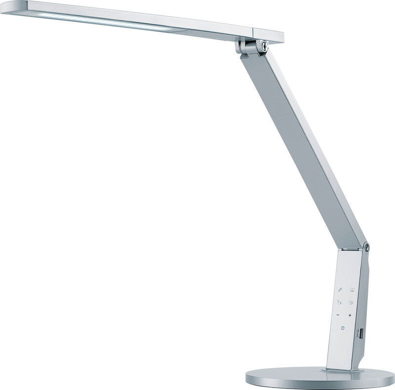 Hansa LED Tischleuchte Vario Plus – USB, stufenlos dimmbar – 2’700–6’400 K – 620 lm 10 W – silber, Metall