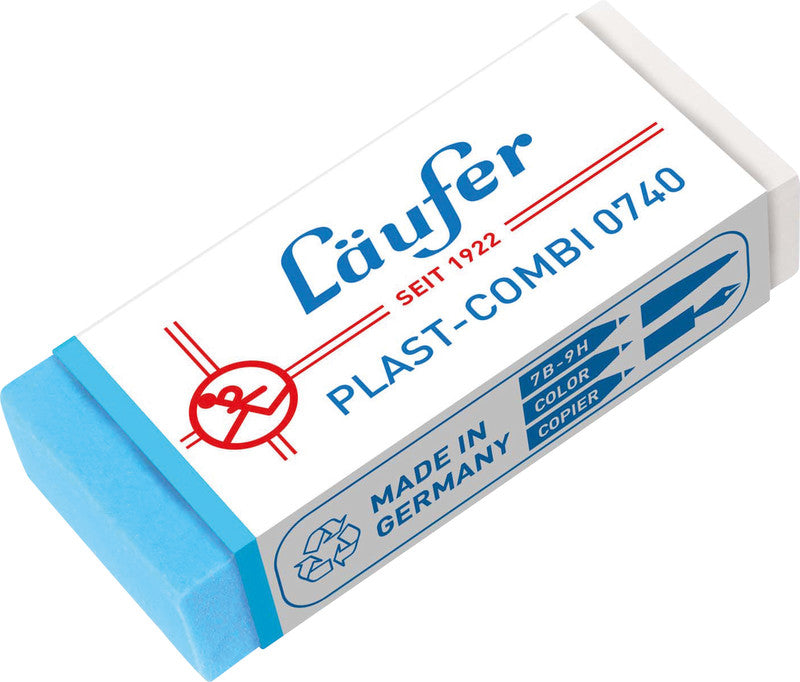 Laufer Radierer – für Kugelschreiber, Faserschreiber – 46 × 9 × 20 mm – Kunststoff – transparent, blau