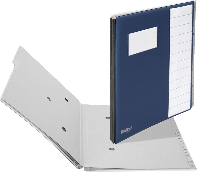 Biella Sammelmappe für A4, Karton, dunkelblau, mit Leinwandrücken