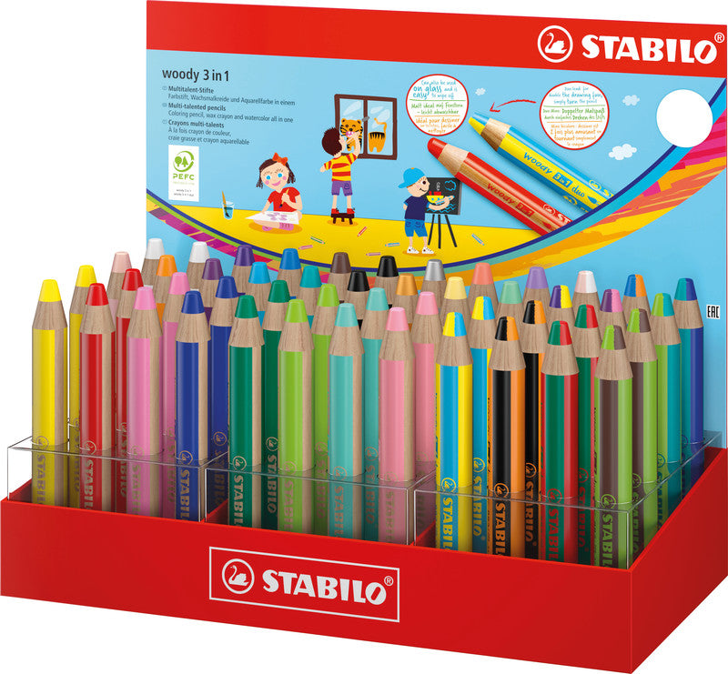STABILO 3-in-1 Farbstifte woody – mehrfarbig, Display, Ø 4,2 mm, PEFC