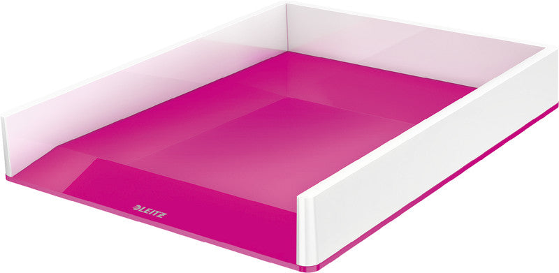 Leitz WOW – Briefkorb für A4, Polystyrol (PS), Weiss/Pink, Hochglänzend, 267 × 49 × 336 mm