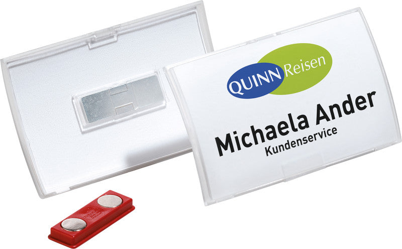 Durable Namensschild – 75 × 40 mm, Kunststoff, transparent, mit Magnet – 10 Stück