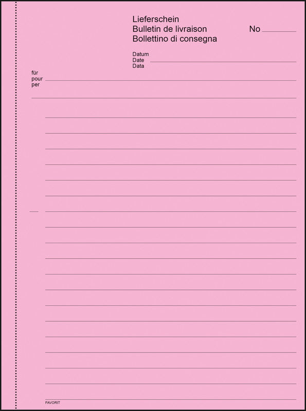 Favorit Formularblock – Lieferscheine, mehrsprachig, 100 Blatt, A6