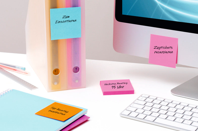 Post-it Super Sticky Haftnotizen – 76×76 mm – powerpink, 6×90 Blatt, PEFC