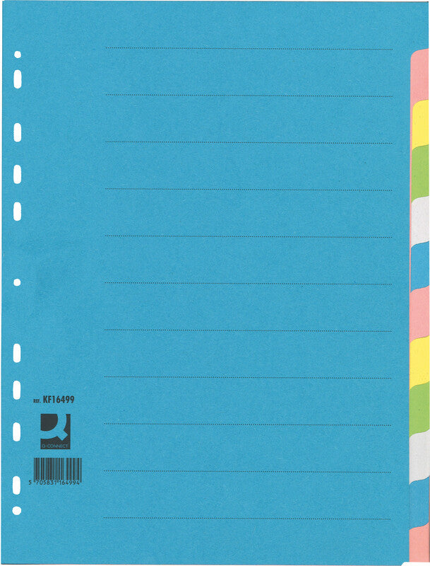 Connect Register – 12-teilig, Karton, farbig, unbedruckt, 11-fach gelocht, mit Indexblatt, für A4