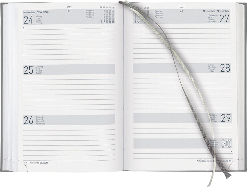 Biella Dispo Term Trend Agenda – 1 Woche/2 Seiten, gebunden, 14,5 × 20,5 cm, Jan–Dez 2026, Eukalyptus, FSC