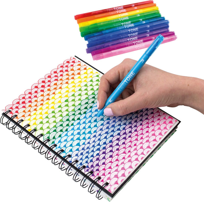 Tombow Filzstifte TwinTone, Strichbreite 0,3–0,8 mm, 12 Farben