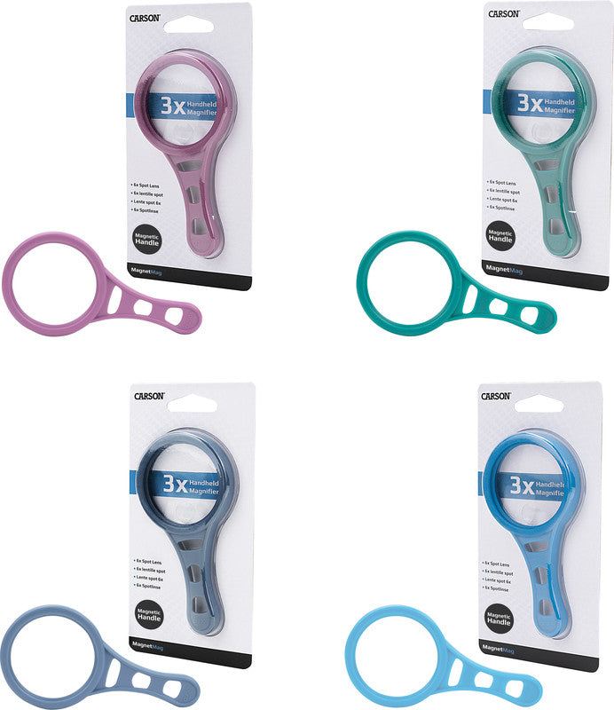 Carson MagnetMag – Handlupe – 3× (Spot 6×) – Magnetischer Griff, Grau