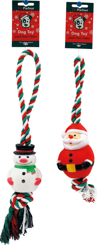 Sifcon Hundespielzeug Weihnachten (Weihnachtsmann, Rentier) – 76 g, Ø 7 × 22 cm, PVC und Baumwolle