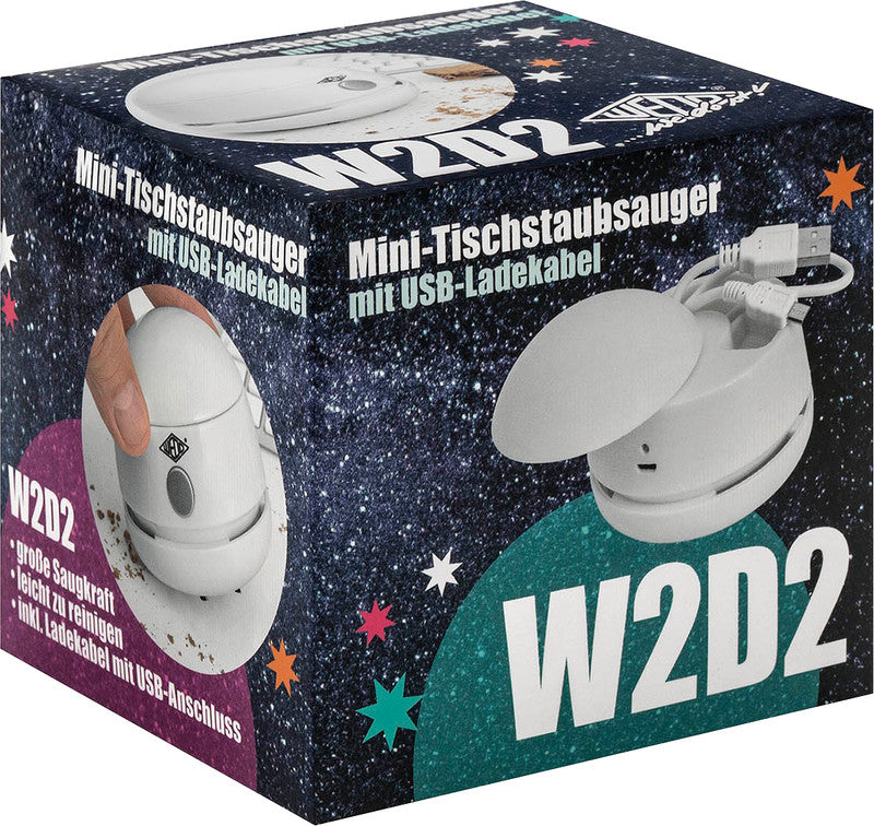 Wedo Mini-Tischstaubsauger – Akkubetrieb, Ø 8,3 × 7,7 cm, für Tisch, Weiss