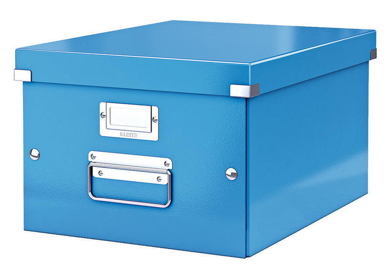 Leitz Click & Store Aufbewahrungsbox 17 l – für A4, mit Deckel, stapelbar, mit Etikettenhalter, blau, MDF/PP
