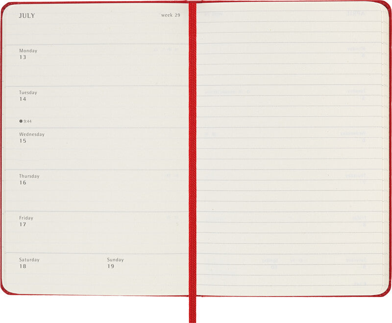 Moleskine Schüleragenda – 1 Woche/1 Seite, gebunden, 9 × 14 cm, 18 Monate Jul–Dez, scharlachrot, FSC