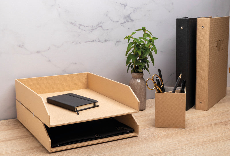 Exacompta Office by Me – Briefkorb-Set für A4+, Recycling-Karton, Beige