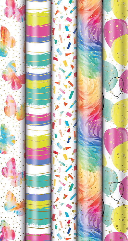 Zoewie Geschenkpapier Rolle – Colour Explosion – gestrichenes Papier – 700 × 1500 mm