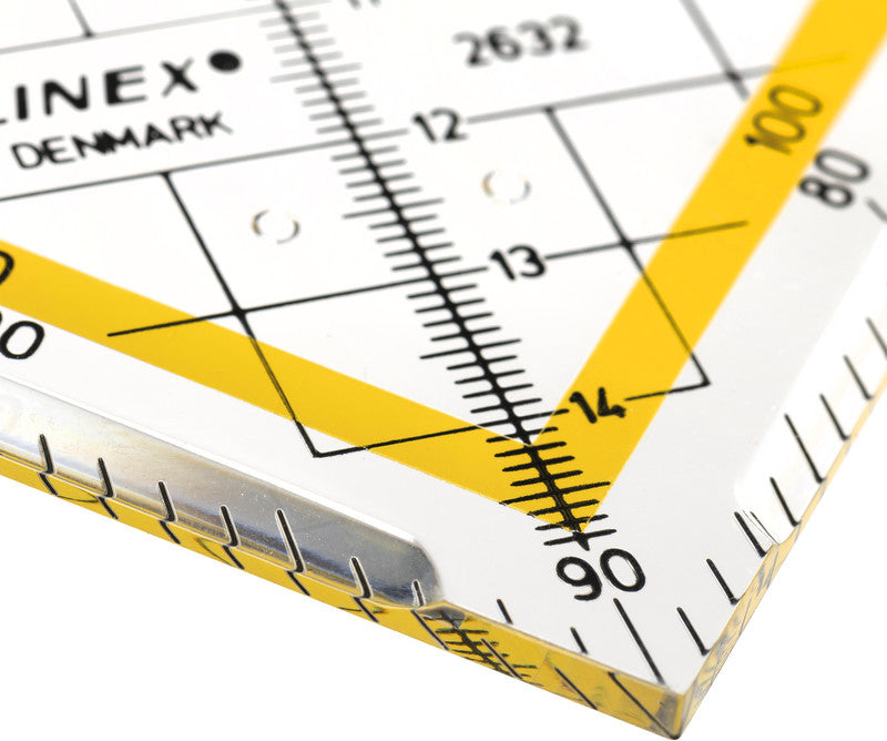 Linex Wandtafel-Geodreieck – Hypotenuse 32 cm, Acrylglas, transparent, mit abnehmbarem Griff