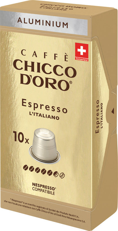Chicco d'Oro Espresso l'Italiano Kaffeekapseln – für Caffitaly & Nespresso – Intensität 5/7 – 10 Kapseln