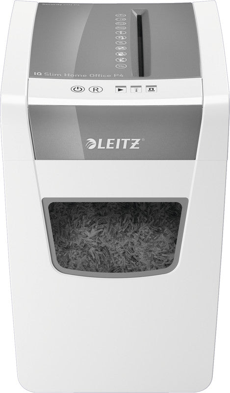 Leitz IQ Slim Home Office – Aktenvernichter, DIN P-4, Partikelschnitt 4 × 28 mm, 10 Blatt, 21 l, A4
