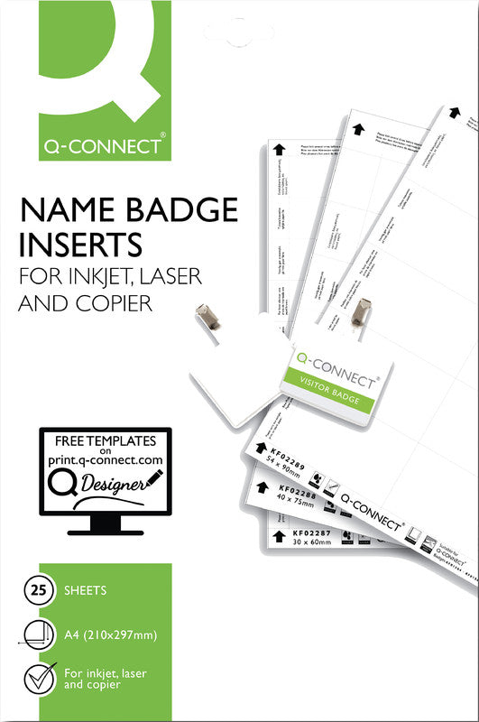 Q-CONNECT Druckkarten A4 (75 × 40 mm), weiss, Papier – für Inkjet, Laser, Kopierer – 300 Karten