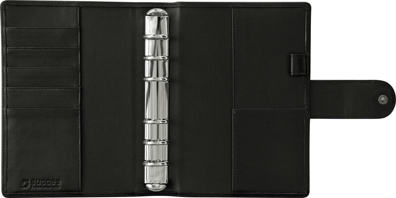 Succes Senior Ringbuch Classic Nappa – Agenda, Ringe, 14,5 × 17,8 cm, Schwarz