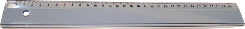 Sieco Wandtafel-Lineal 30 cm – Kunststoff, Rauchgraublau, mit Tuschekante, breites Modell