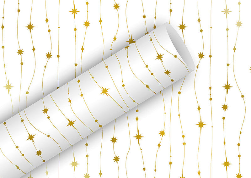 Braun + Company Geschenkpapier Rolle – Glitzerkette, Weihnachten – seidenmetallisiert – 70 cm × 2 m