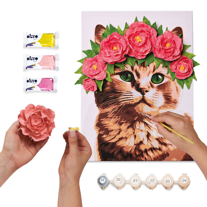 Okto Sensory Art – Modellier- und Malset Elegant Cat – ab 14 Jahren – 2 Pinsel – 400 × 300 mm