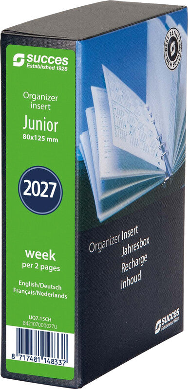 Succes Junior Jahresinhalt komplett Kalender-Einlage – 1 Woche/2 Seiten, 6-fach, 8 × 12,5 cm, 2027