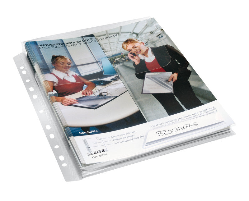Leitz CombiFile Maxi Sichtmappe A4 – transparent, Kunststoff, matt, 180 µm, 3er-Pack