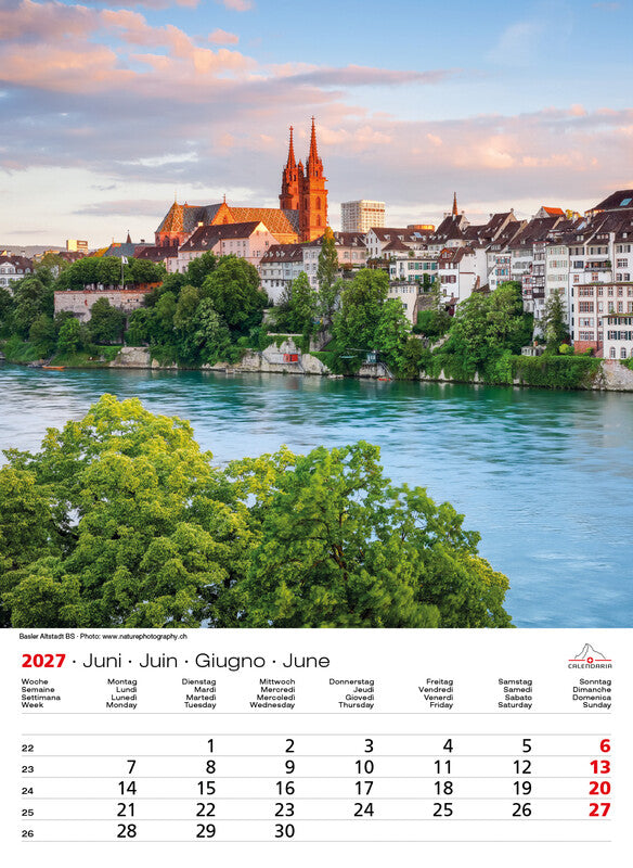Calendaria Swiss Souvenir – Bildkalender Schweiz 2027 – 23 × 31,5 cm