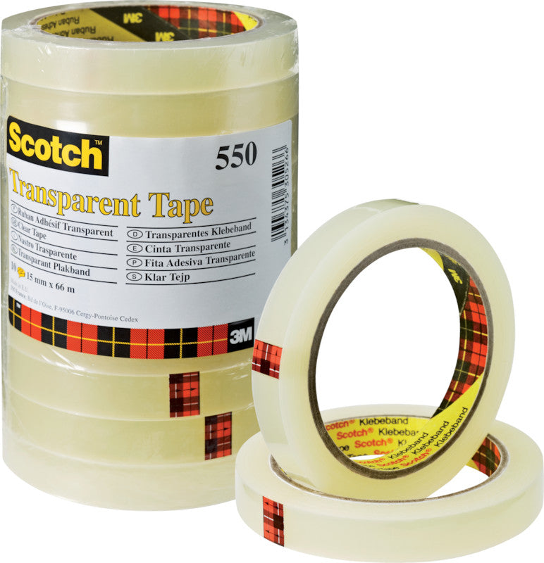 Scotch Klebeband – permanent, klar, Kunststoff, 15 mm × 66 m, transparent, Kern Ø 76 mm