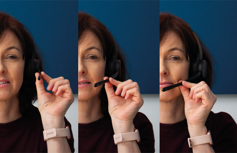 Q-connect Duo Headset – Bluetooth, Noise-Cancelling Mikrofon, Stummschalter – Schwarz – bis 35 h Sprechzeit