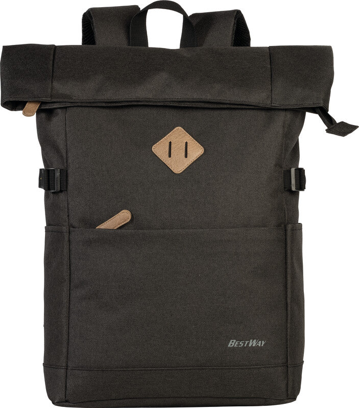 Bestway Notebook-Rucksack Campus Style Roll-Top – Polyester – Schwarz, 260 × 500/600 × 160 mm