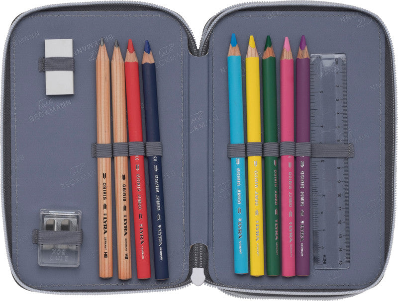 Beckmann Classic 1st Triple Etui, gefüllt – Game On – Kunststoff – 13 × 20,5 × 7 cm
