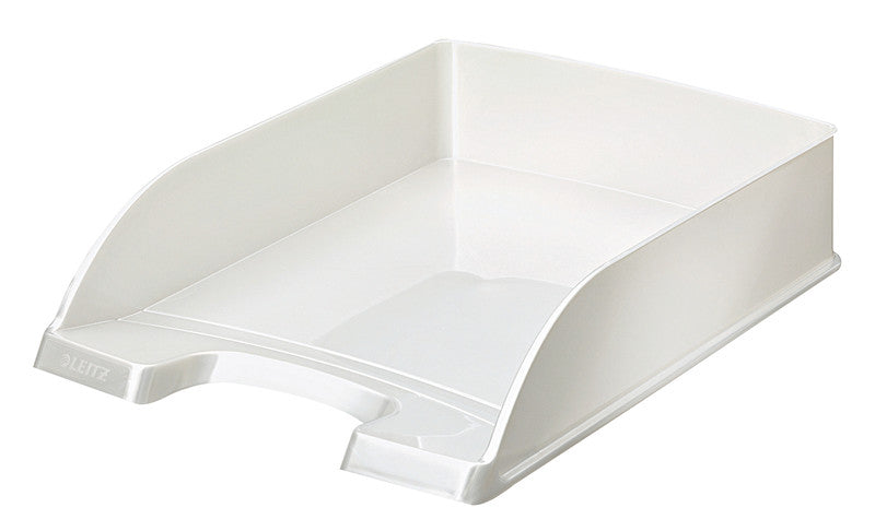 Leitz Briefkorb – mit Griffausschnitt, mit Beschriftungsfeld, glänzend, weiss, B 255 × H 70 × T 357 mm