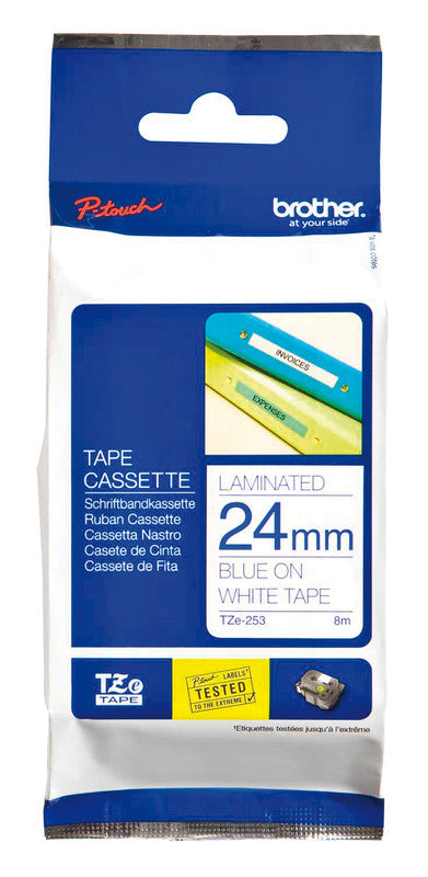 Brother Schriftband – 24 mm × 8 m, weiss, blau, TZe