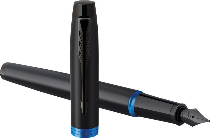 Parker IM Professionals Vibrant Rings – Mittlere Feder – für Rechts- & Linkshänder – Schwarz, Blau – Patronen