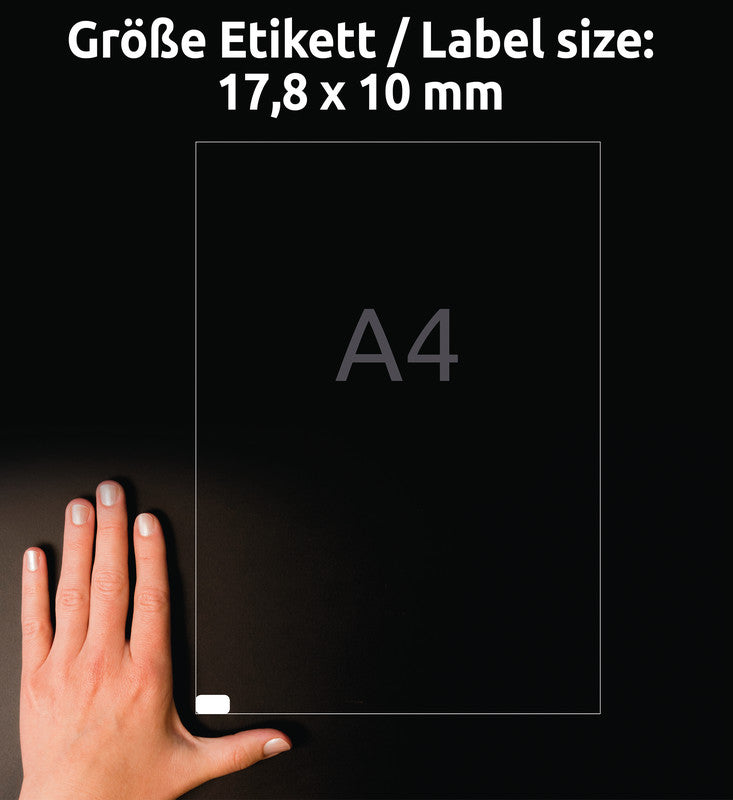 Avery Etiketten, 17,8 mm × 10 mm, weiss, Papier, wiederablösbar, 30 Blatt (8'100 Etiketten)