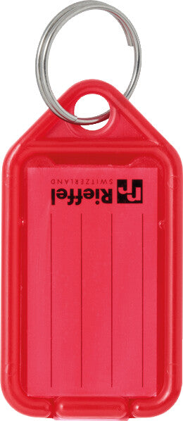 Rieffel Schlüsselschild – Rot, Polypropylen, Beschriftungsfeld 38 × 22 mm, mit Ring, 100 Stk.