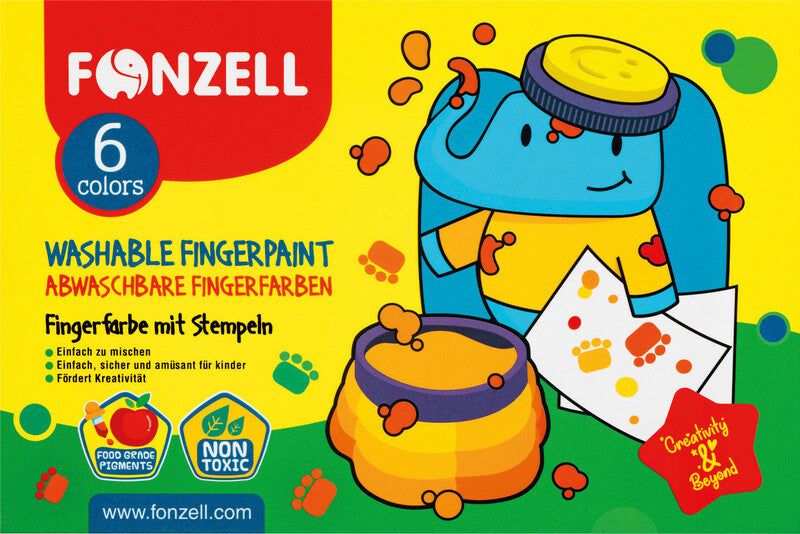Fonzell Fingerfarben – Set – 6 Farben, sortiert