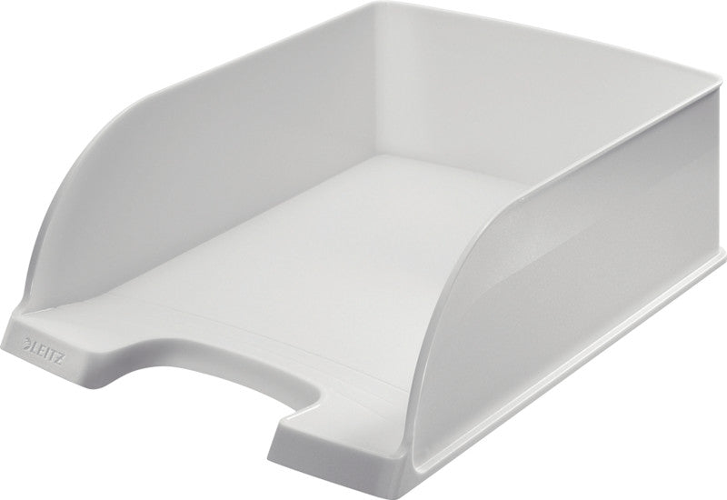Leitz Stapelbarer Briefkorb mit Griffausschnitt, Beschriftungsfeld, matt, weiss, B 255 × H 103 × T 357 mm