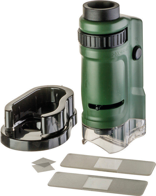 Carson MicroBrite Taschenmikroskop – 20–40×, LED, grün