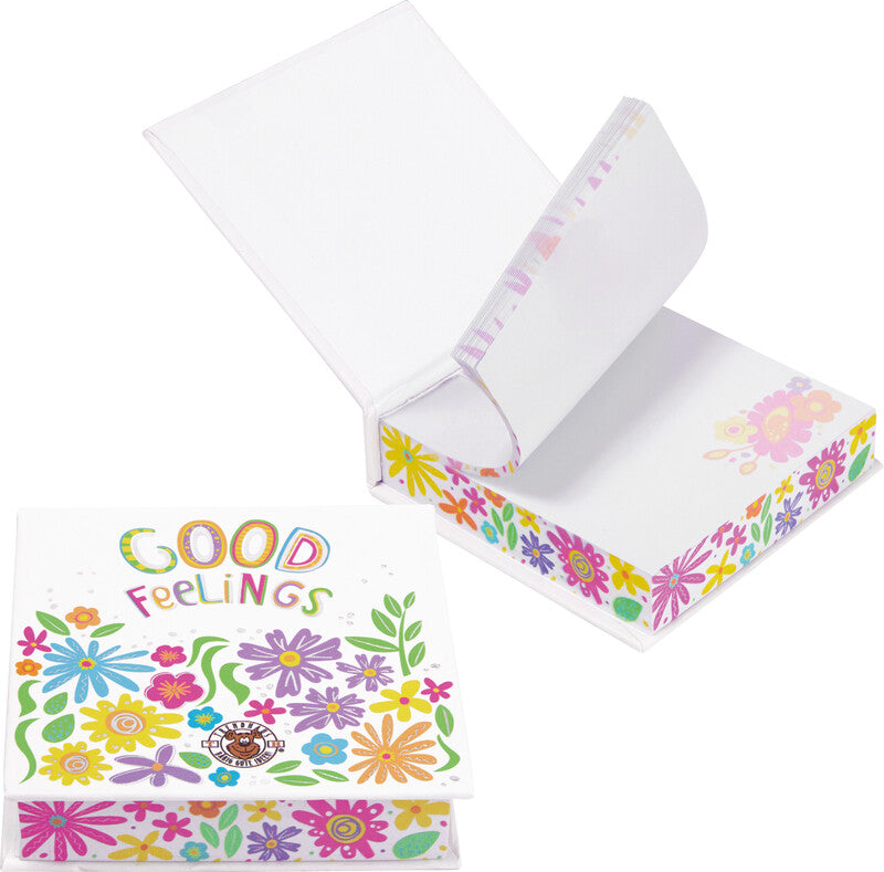Trendhaus Notizblock, blanko, Leimbindung, Hardcover, 144 Blatt, perforiert, 100 g/m² – Blumen, mehrfarbig